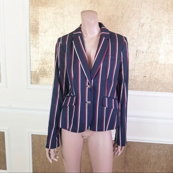 NWT Tommy Hilfiger blue stripe 2 buttons blazer 12 - Picture 3 of 14